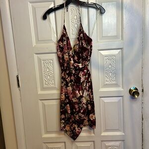 The Vintage Shop Floral Velvet Wrap Cami Mini Dress Size Size Medium